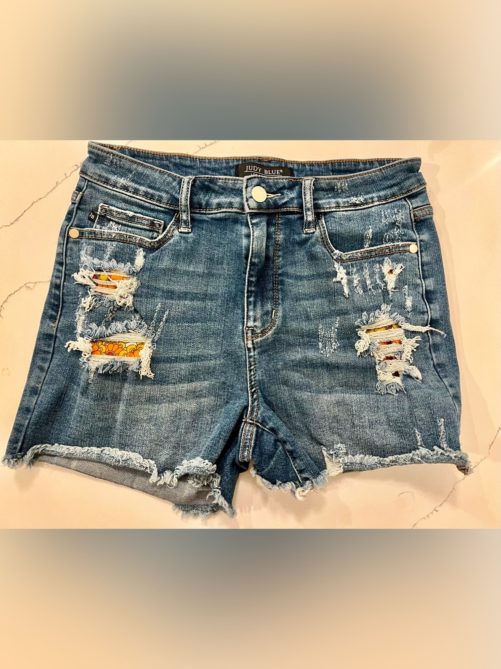CLOSET Clean Out -  Judy Blue Womens Floral Print Pocket Lining Distressed Denim
